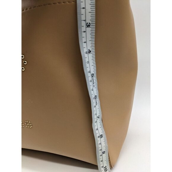 Bebe Allegro Faux-leather Medium Tote + Card case Charm 2 Piece Set - Tan - Picture 11 of 16